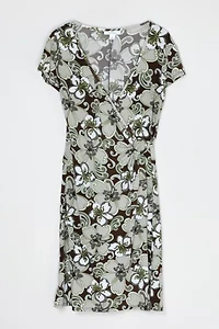 Vintage Y2k Printed Wrap Midi Dress