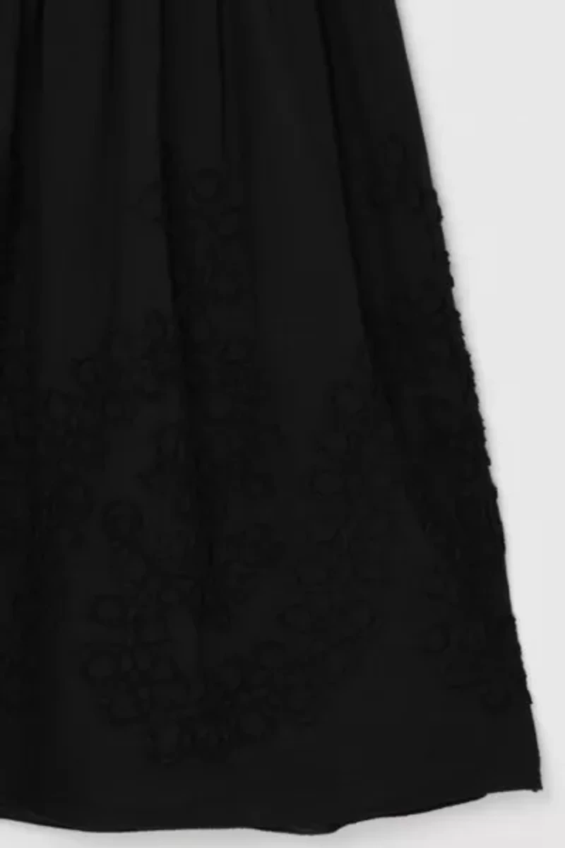 Vintage Y2k Ruched & Embroidered Black Midi Dress