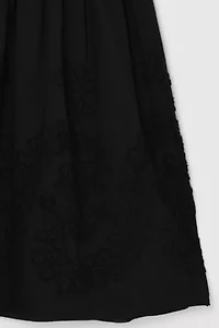 Vintage Y2k Ruched & Embroidered Black Midi Dress