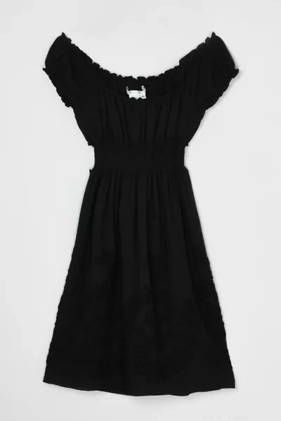 Vintage Y2k Ruched & Embroidered Black Midi Dress