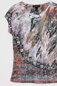 Vintage Y2k Rhinestoned Printed Top