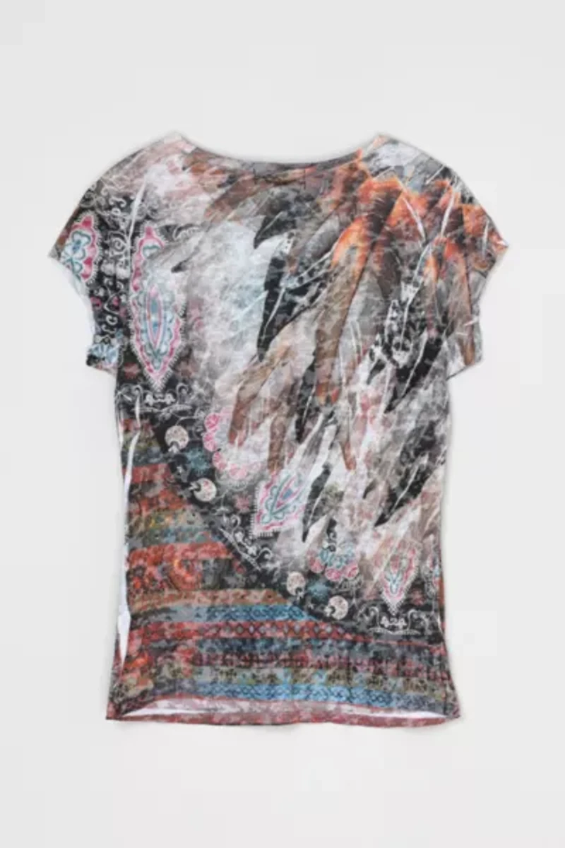 Vintage Y2k Rhinestoned Printed Top