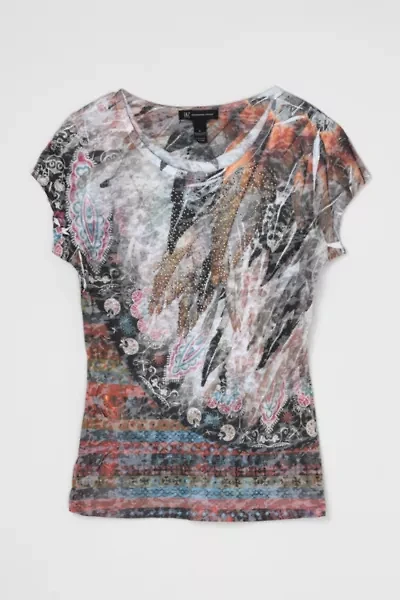 Vintage Y2k Rhinestoned Printed Top