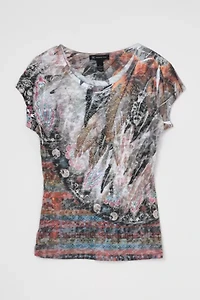 Vintage Y2k Rhinestoned Printed Top