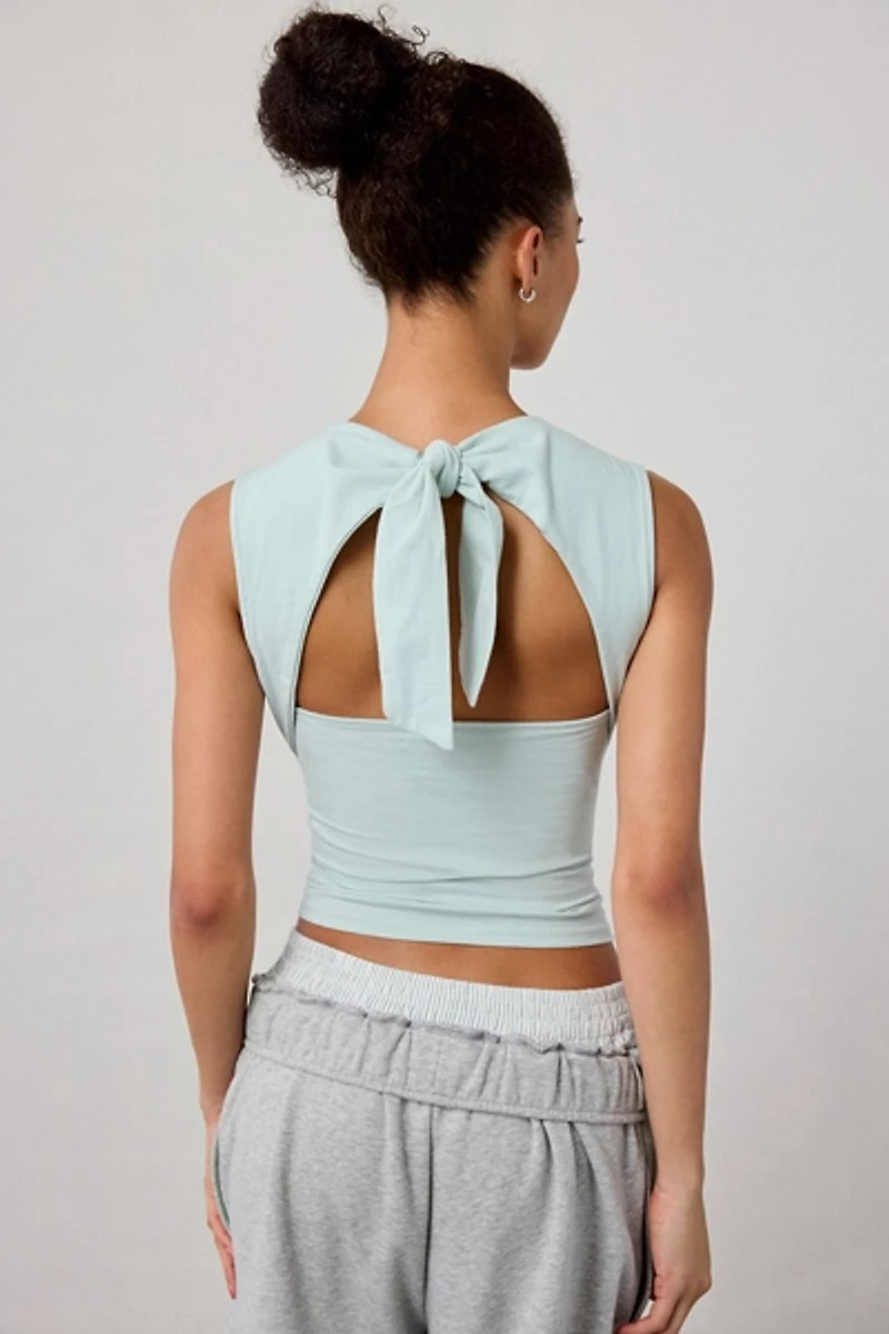 Out From Under Bec Cutout Bow-Back Cropped Tank Top