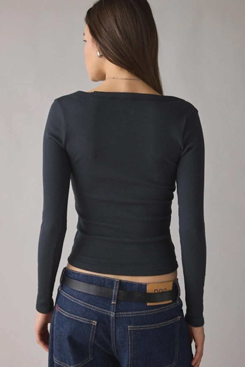 BDG Off-Duty Ribbed Scoop Neck Long Sleeve Tee