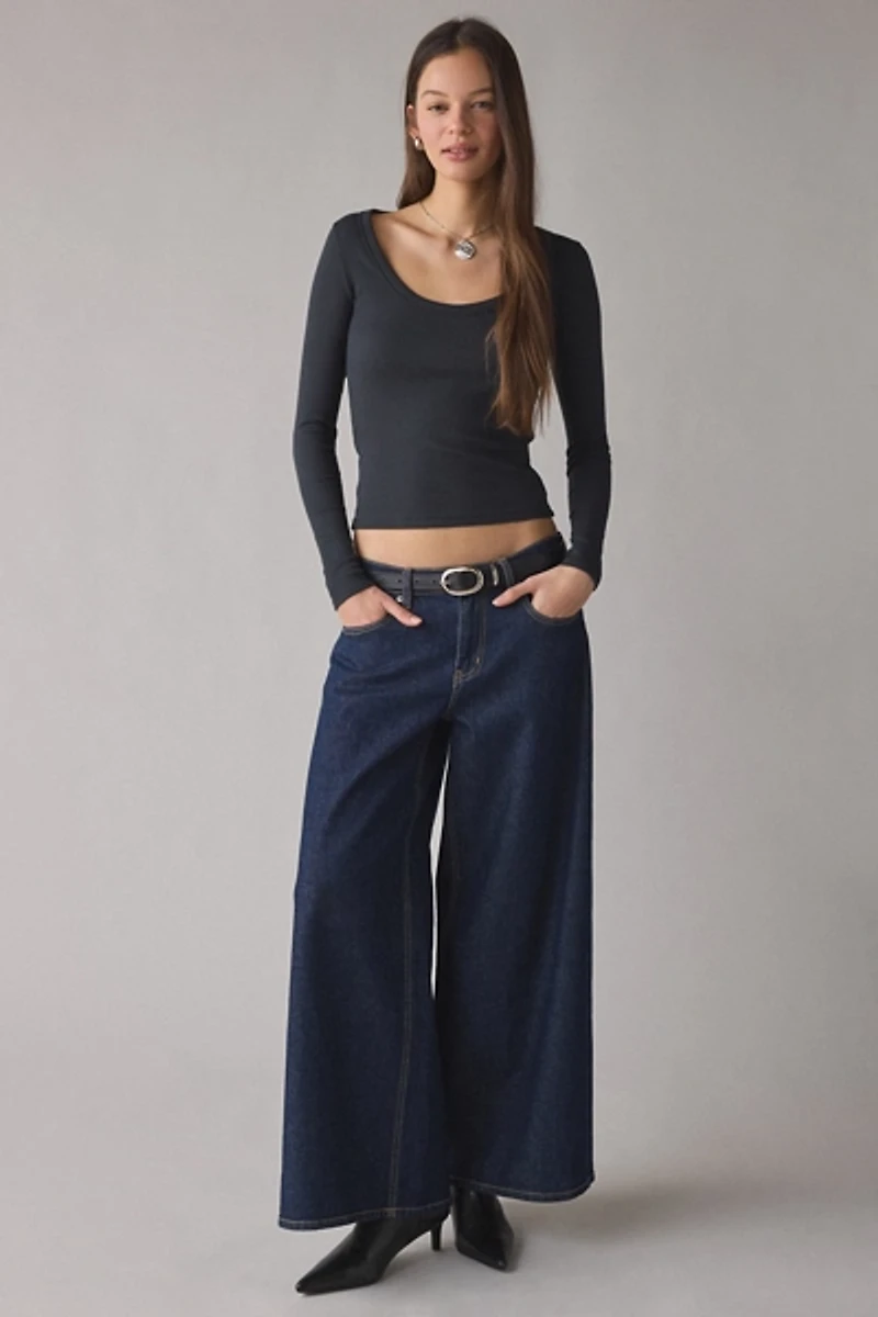 BDG Off-Duty Ribbed Scoop Neck Long Sleeve Tee