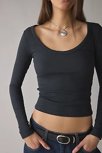 BDG Off-Duty Ribbed Scoop Neck Long Sleeve Tee