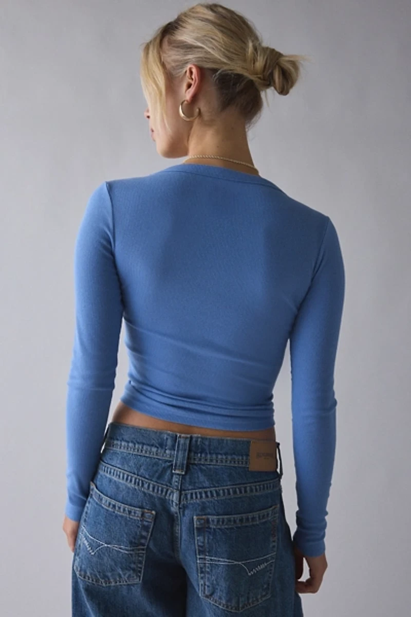 BDG Off-Duty Ribbed Scoop Neck Long Sleeve Tee