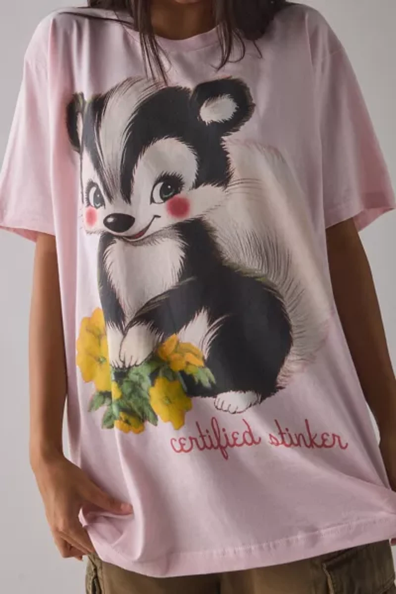 Stinkin’ Cute Skunk Graphic Oversized T-Shirt Dress