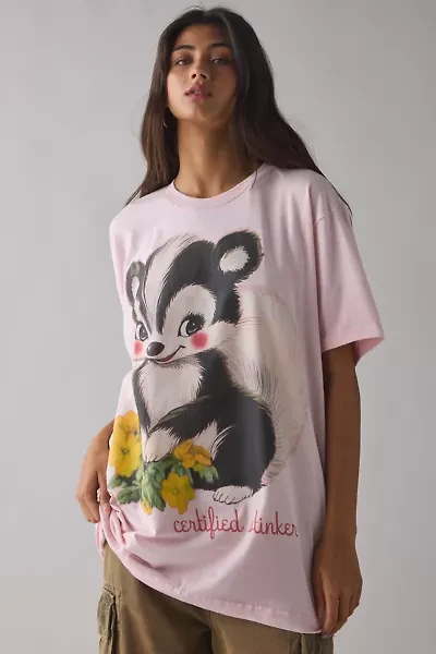 Stinkin’ Cute Skunk Graphic Oversized T-Shirt Dress
