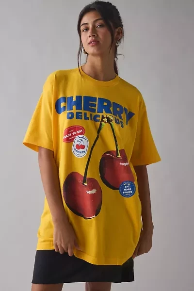 Cherry Delicious Graphic Oversized T-Shirt Dress