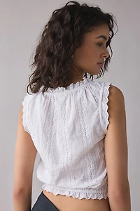 Kimchi Blue Juniper Lace Trim Button-Front Crop Tank Top