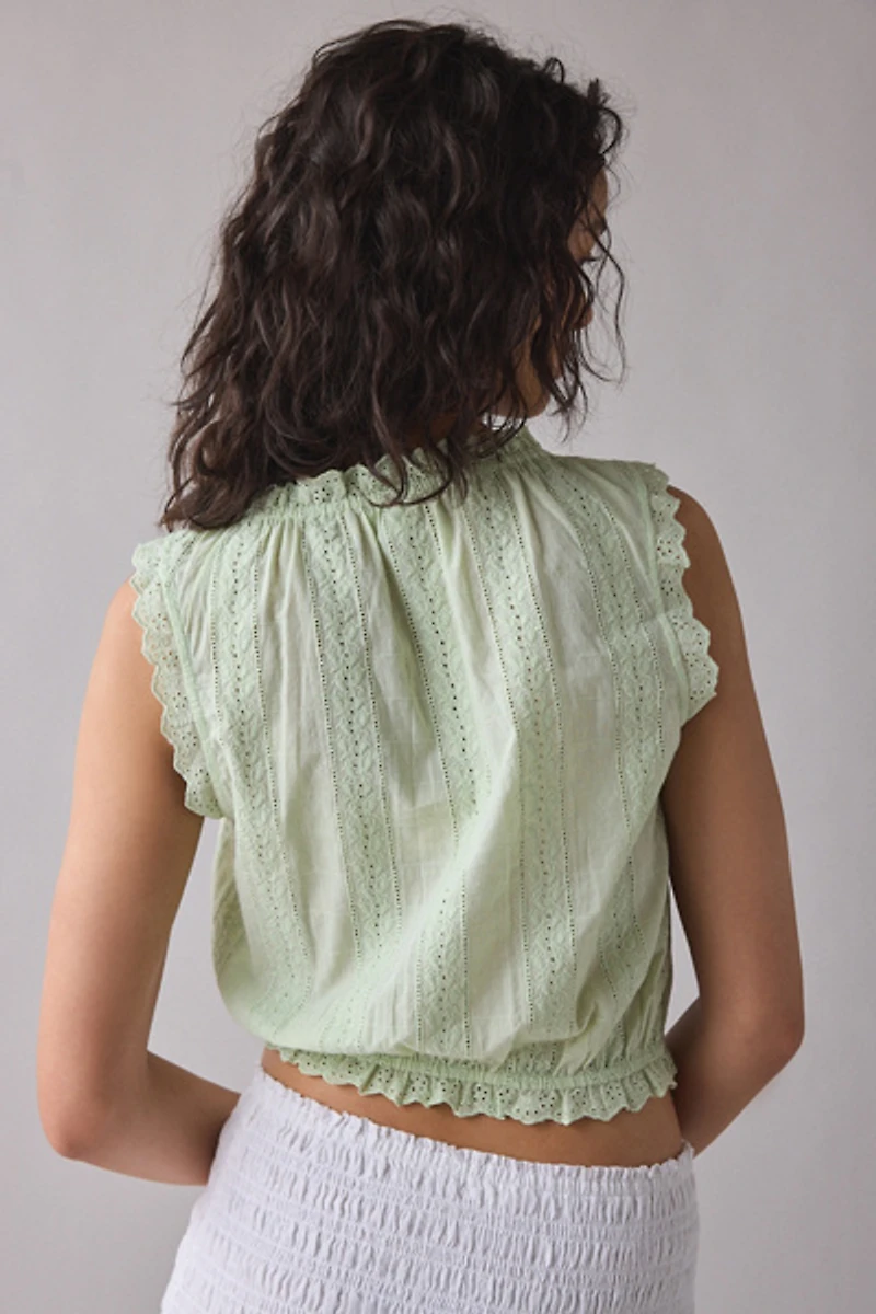 Kimchi Blue Juniper Lace Trim Tie-Front Crop Tank Top