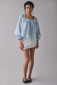 Kimchi Blue Hazel Lace Trim Long Sleeve Babydoll Top