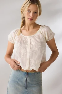 Kimchi Blue Meadow Short Sleeve Lace Bed Jacket