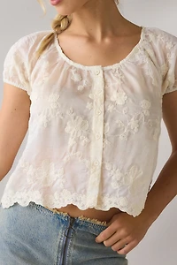 Kimchi Blue Meadow Short Sleeve Lace Bed Jacket