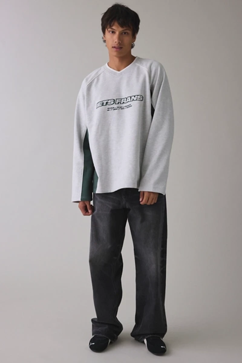 iets frans… Sports Panel Heavyweight V-Neck Sweatshirt