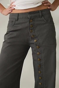 Lioness Penny Asymmetric Button Detail  Low Rise Straight Leg Jeans