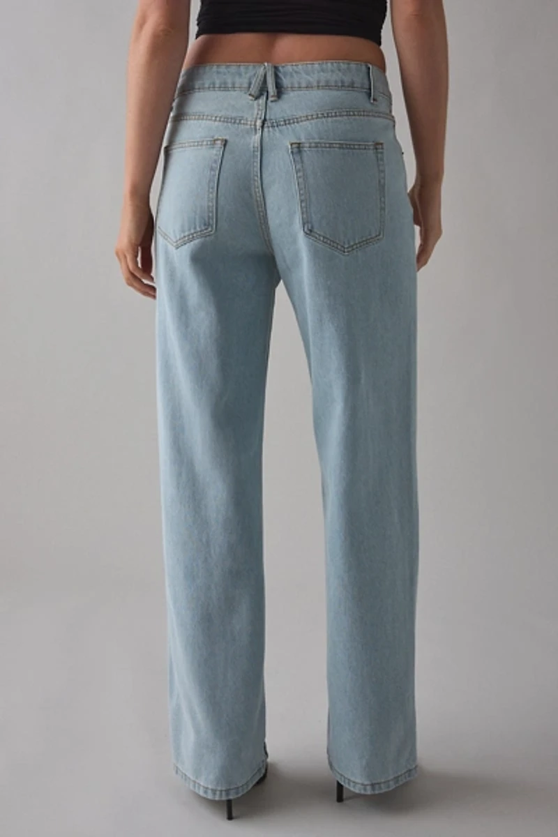 Lioness Penny Asymmetric Button Detail  Low Rise Straight Leg Jean