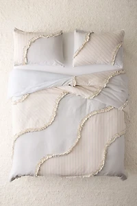 Charlie Striped Ruffle Cotton Duvet Cover