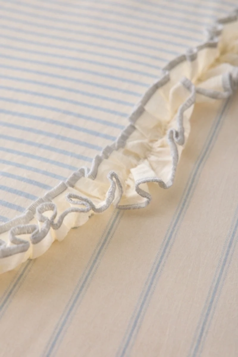 Charlie Striped Ruffle Cotton Duvet Cover
