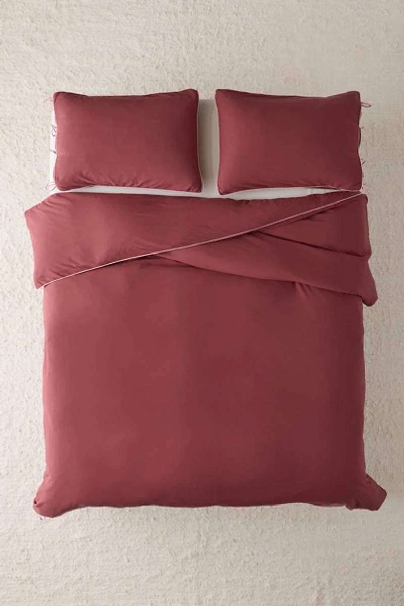 Piper Cotton Piped Trim Tied Duvet Cover