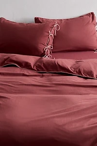 Piper Cotton Piped Trim Tied Duvet Cover