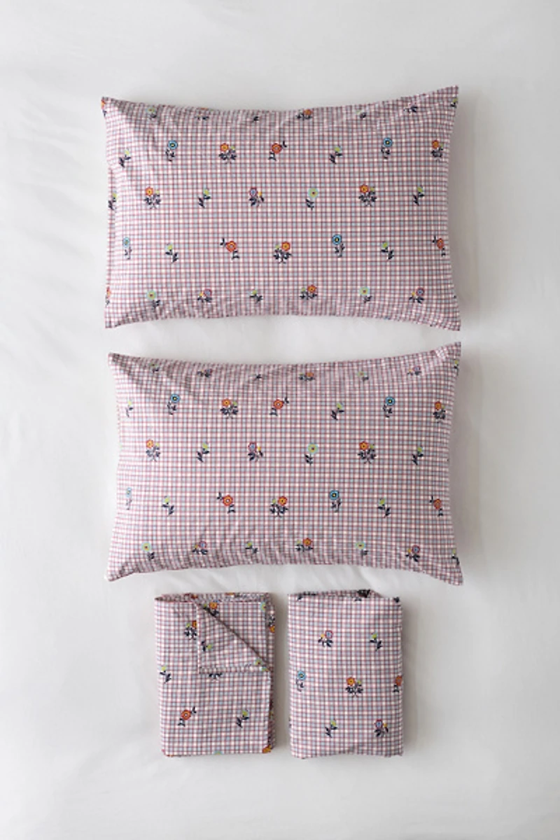 Bailee Boho Floral Checkered Patterned Sheet Set