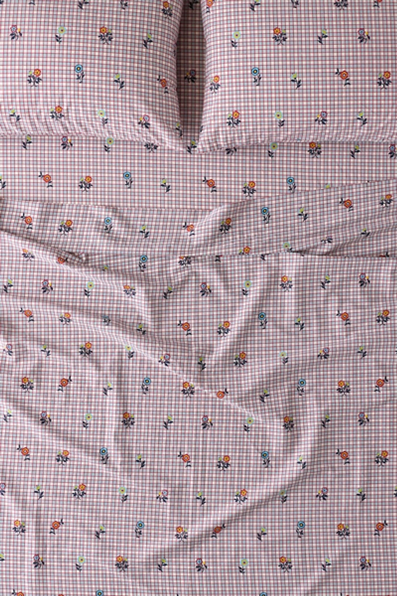 Bailee Boho Floral Checkered Patterned Sheet Set