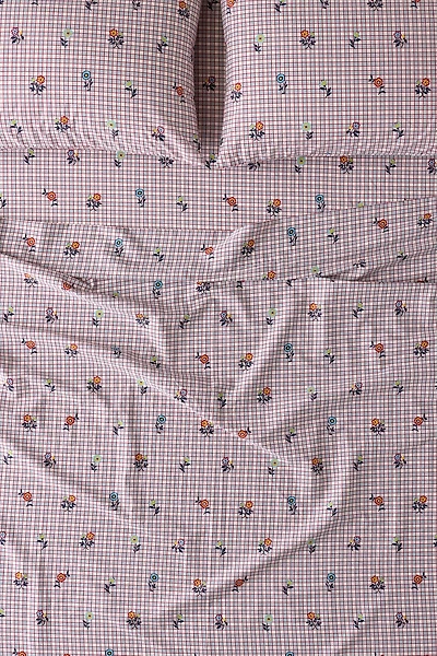 Bailee Boho Floral Checkered Patterned Sheet Set