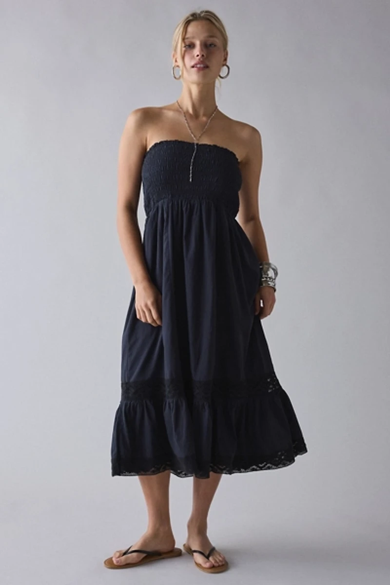 Kimchi Blue 2 For 1 Convertible Lace Trim Smocked Dress