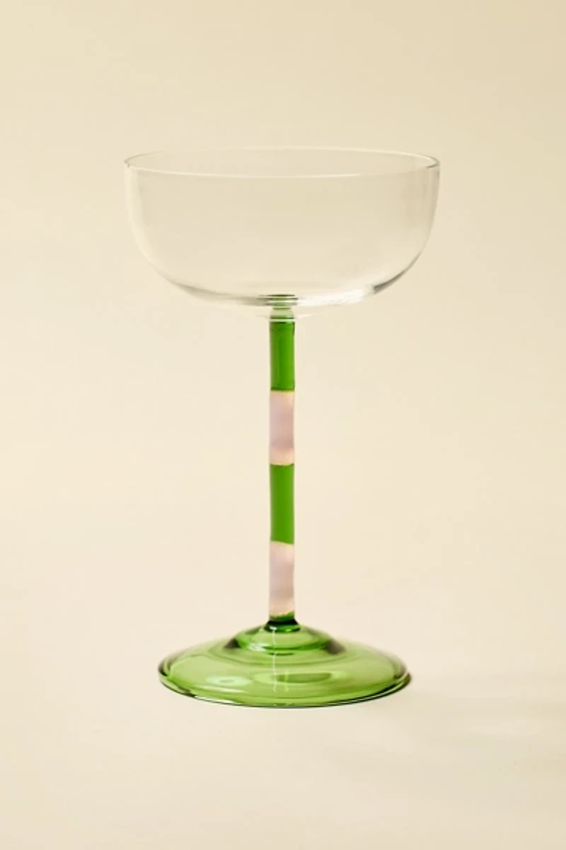 Striped Stem Coupe Cocktail Glass