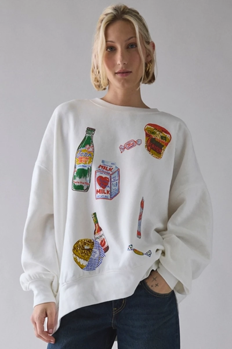 BDG Gemma So Snacky Graphic Oversized Crew Neck Pullover