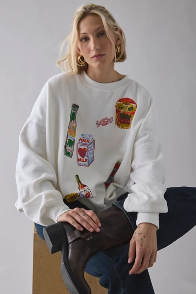 BDG Gemma So Snacky Graphic Oversized Crew Neck Pullover