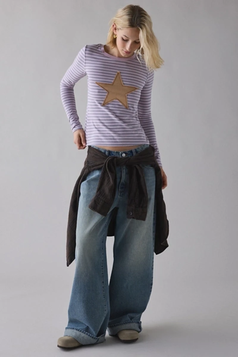 BDG Star Applique Graphic Long Sleeve Spill The Tee