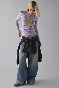 BDG Star Applique Graphic Long Sleeve Spill The Tee