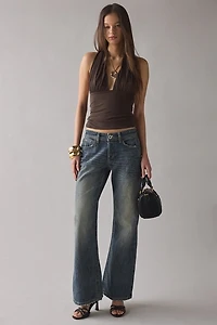 UO Party For You Jersey Knit Plunging Halter Crop Top