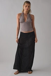 UO Party For You Jersey Knit Plunging Halter Crop Top