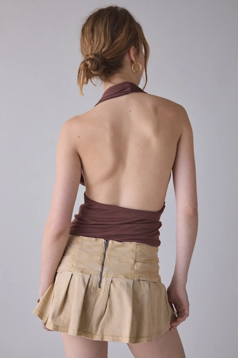 UO Party For You Jersey Knit Plunging Halter Crop Top