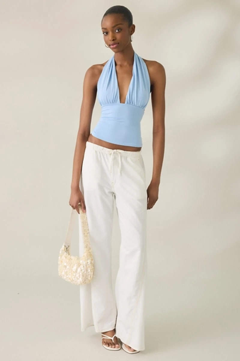 UO Party For You Jersey Knit Plunging Halter Top