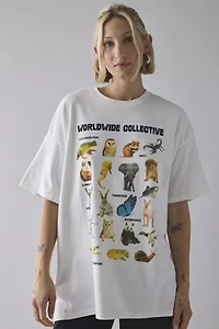 Worldwide Collective Wildlife Graphic Oversized Tee