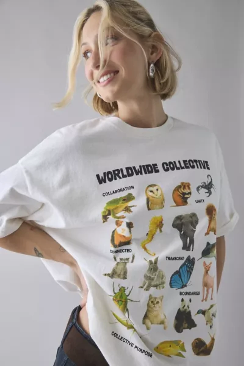 Worldwide Collective Wildlife Graphic Oversized Tee