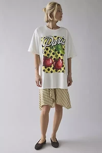 Paris Cherries Polka Dot Graphic Oversized Tee