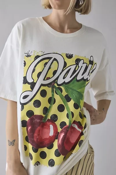 Paris Cherries Polka Dot Graphic Oversized Tee