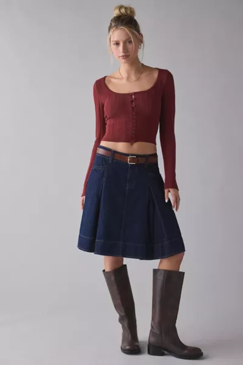 Kimchi Blue Virginia Ribbed Knit Scoop Neck Cropped Cardigan