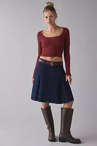 Kimchi Blue Virginia Ribbed Knit Scoop Neck Cropped Cardigan