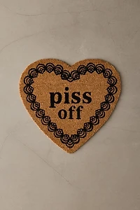 P*** Off Heart Shaped Coir Doormat