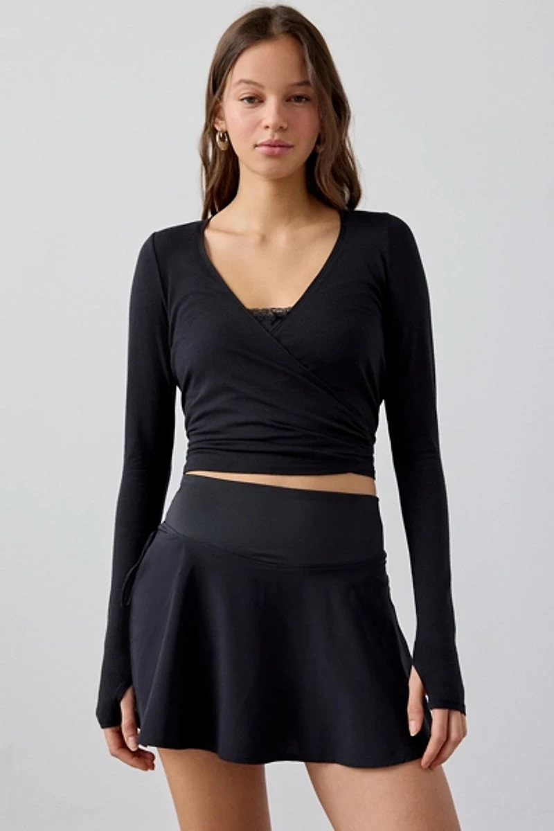Out From Under Studio Woven Wrap Side-Tie Mini Skort