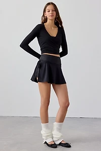 Out From Under Studio Woven Wrap Side-Tie Mini Skort